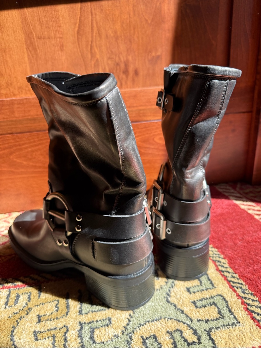 Women's Mid-Calf Buckle Boots - Classic Motorcycle Style DreamPairs 8.5 - Picture 6 of 9